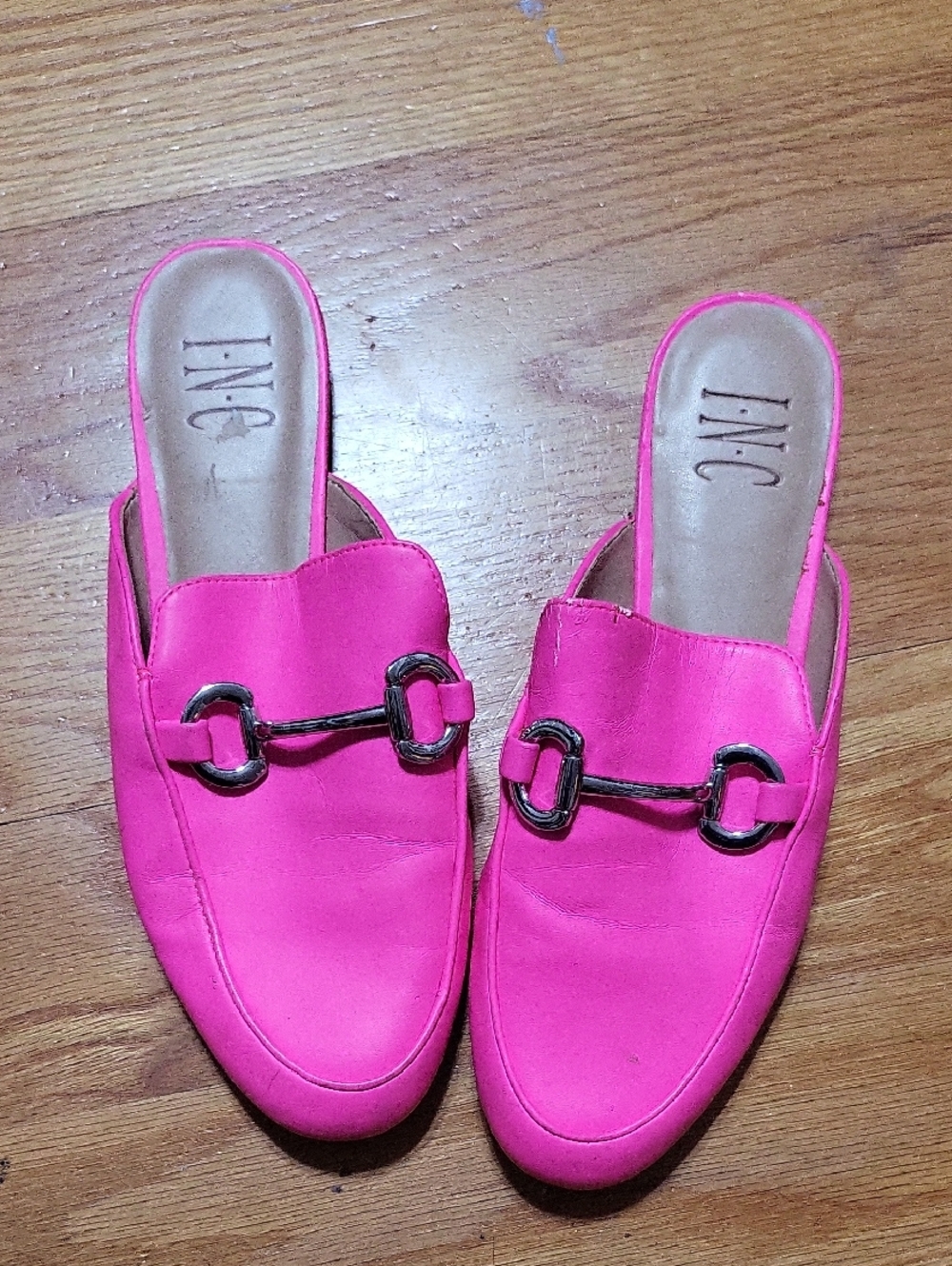 INC International Concepts Bright Fuchsia Slip-On Mules with Metal Bit